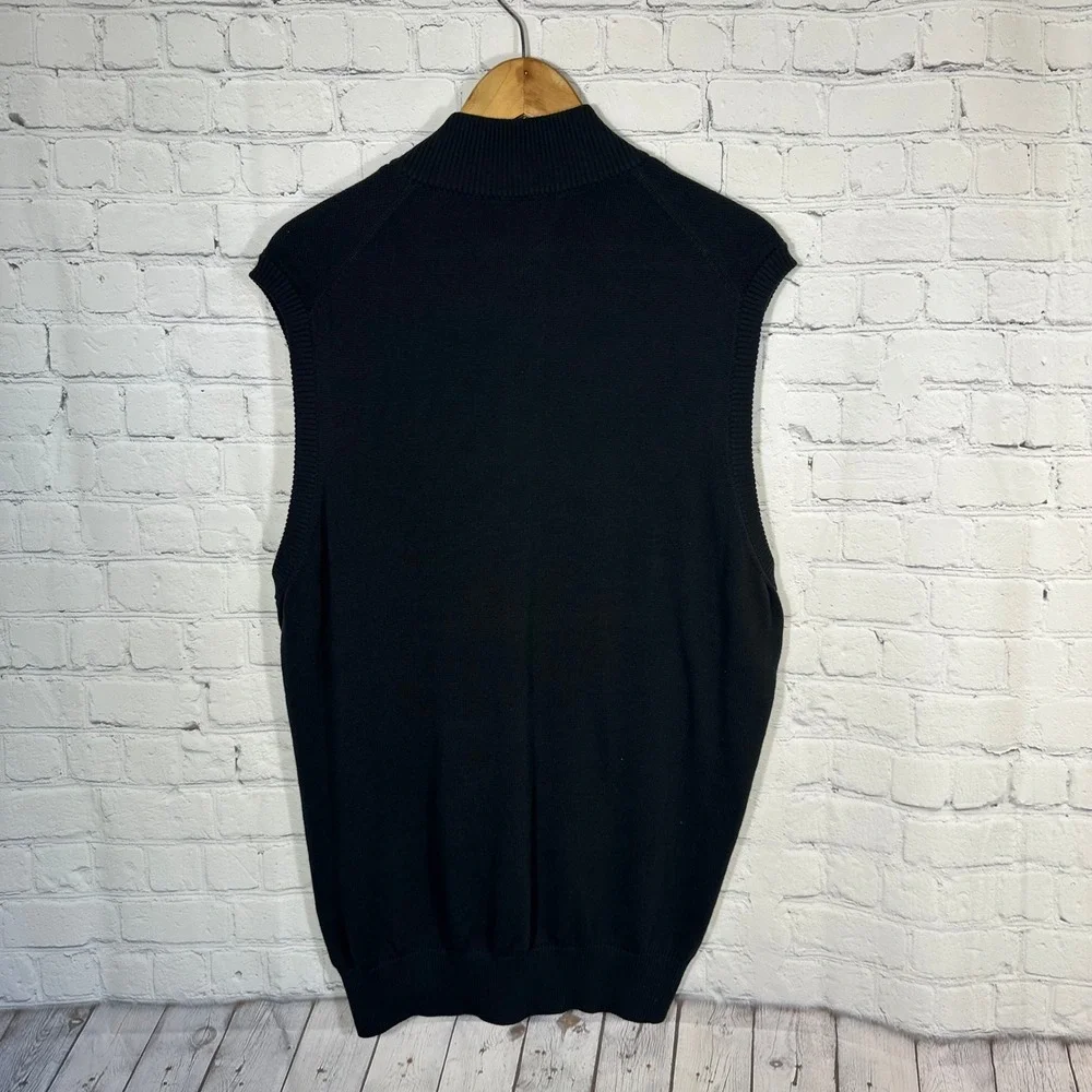 Johnston‎ & Murphy Mens XL Black 100% Pima Cotton Quarter Zip Sweater Vest